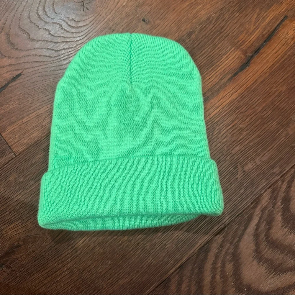 Neon Green Beanie EUC Knit Cap Hat Winter